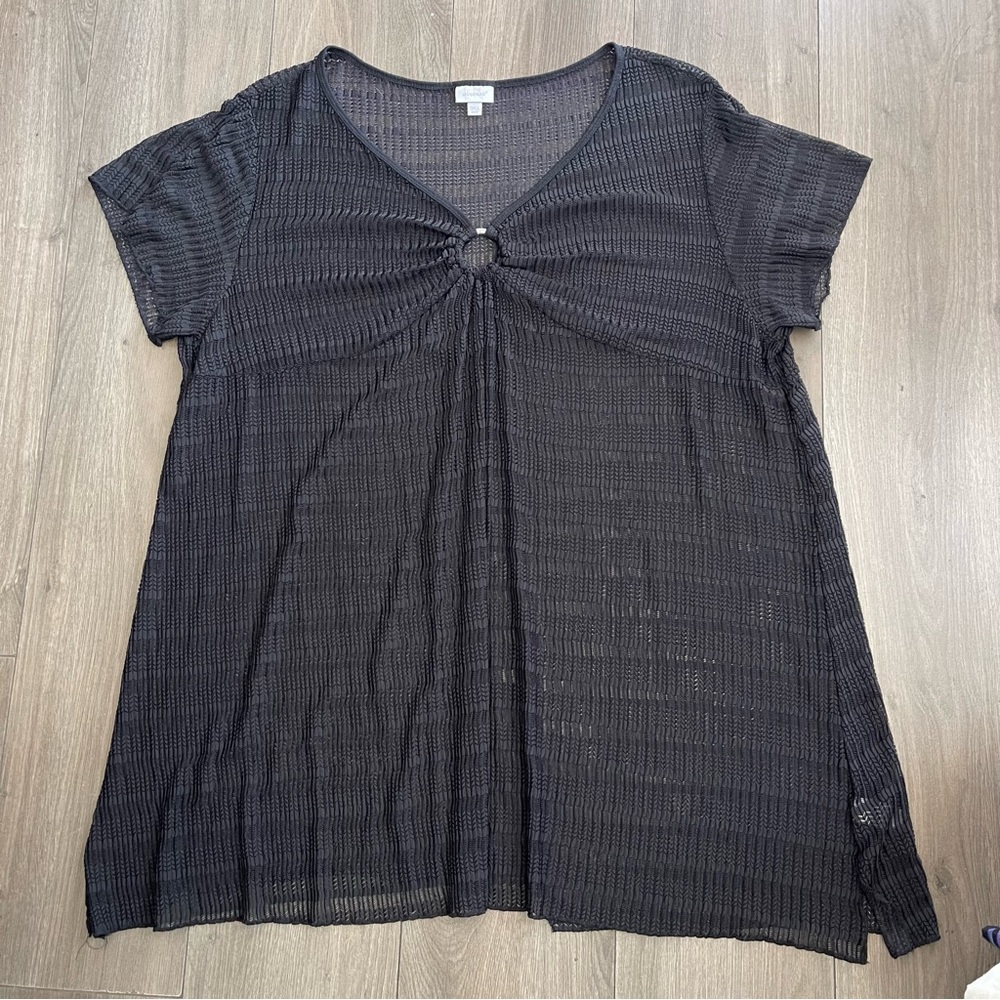 Avenue plus size black woven/crochet swim cover dress size 26/28
